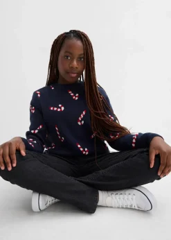 Feinstrickpullover mit Weihnachtsmotiv aus weichem Baumwollmix|bonprix