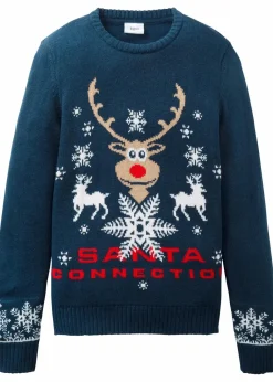 bonprix Jungen 9-16 Jahre·Sweat & Strick|Jungen 2-8 Jahre·Sweat & Strick|Feinstrickpullover mit Weihnachtsmotiv dunkelblau