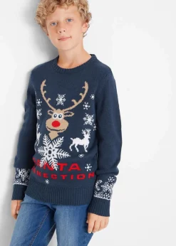 bonprix Jungen 9-16 Jahre·Sweat & Strick|Jungen 2-8 Jahre·Sweat & Strick|Feinstrickpullover mit Weihnachtsmotiv dunkelblau