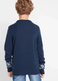 bonprix Jungen 9-16 Jahre·Sweat & Strick|Jungen 2-8 Jahre·Sweat & Strick|Feinstrickpullover mit Weihnachtsmotiv dunkelblau