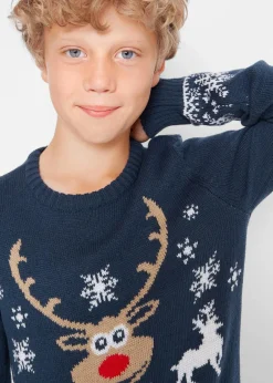 bonprix Jungen 9-16 Jahre·Sweat & Strick|Jungen 2-8 Jahre·Sweat & Strick|Feinstrickpullover mit Weihnachtsmotiv dunkelblau