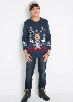 bonprix Jungen 9-16 Jahre·Sweat & Strick|Jungen 2-8 Jahre·Sweat & Strick|Feinstrickpullover mit Weihnachtsmotiv dunkelblau