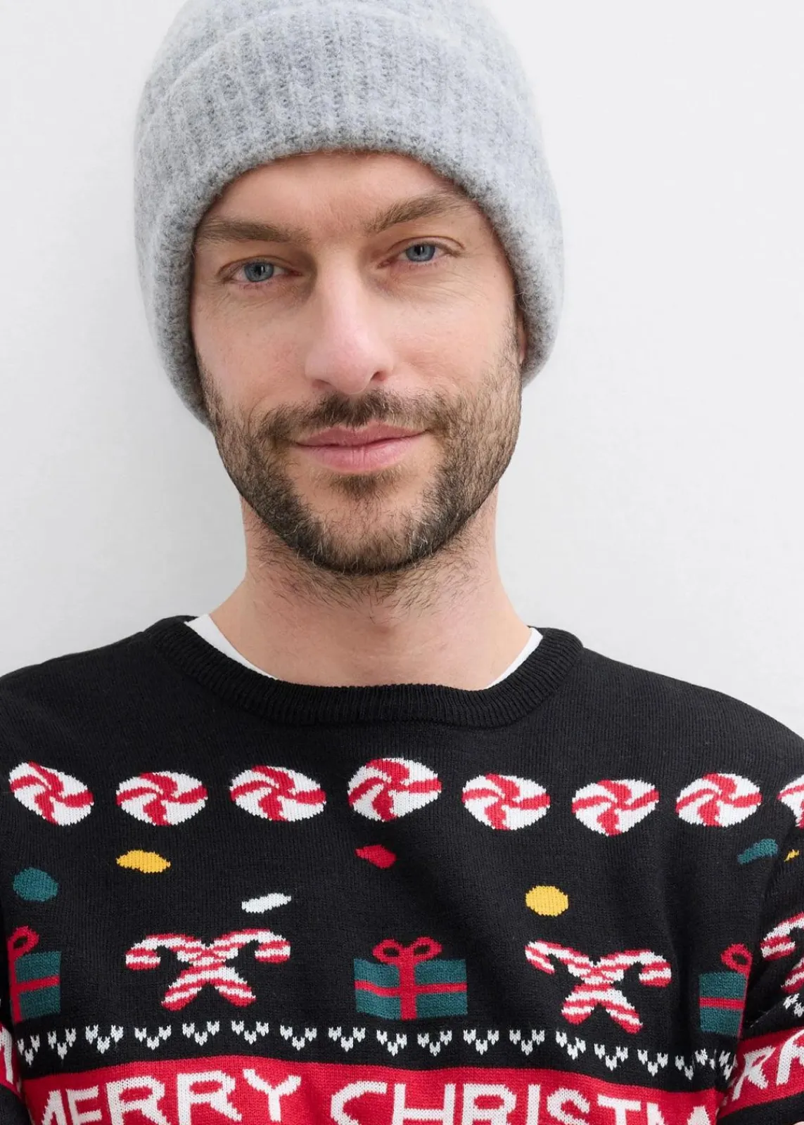 bonprix Große Größen|Pullover & Strickjacken|Feinstrickpullover mit Weihnachtsmotiv schwarz