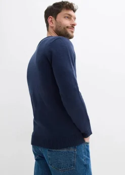 bonprix Große Größen|Pullover & Strickjacken|Feinstrickpullover mit Weihnachtsmotiv dunkelblau