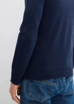 bonprix Große Größen|Pullover & Strickjacken|Feinstrickpullover mit Weihnachtsmotiv dunkelblau