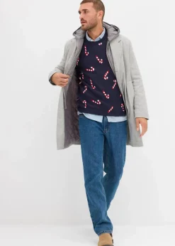 bonprix Große Größen|Pullover & Strickjacken|Feinstrickpullover mit Weihnachtsmotiv aus weichem Baumwollmix dunkelblau