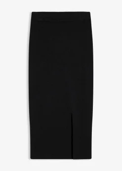 bonprix Bekleidung·Sportbekleidung|Nachhaltigere Materialien|Feinstrickrock aus softem Viskose-Mix schwarz