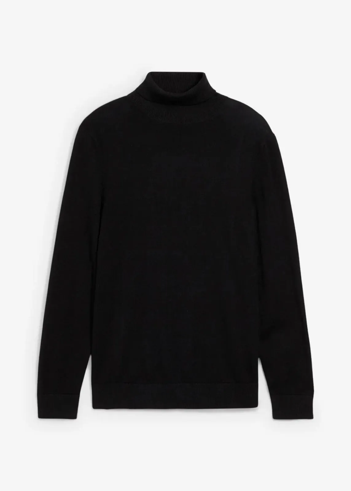 bonprix Pullover & Strickjacken|Basics|Feinstrick-Rollkragenpullover mit edler Merinowolle, Slim Fit schwarz