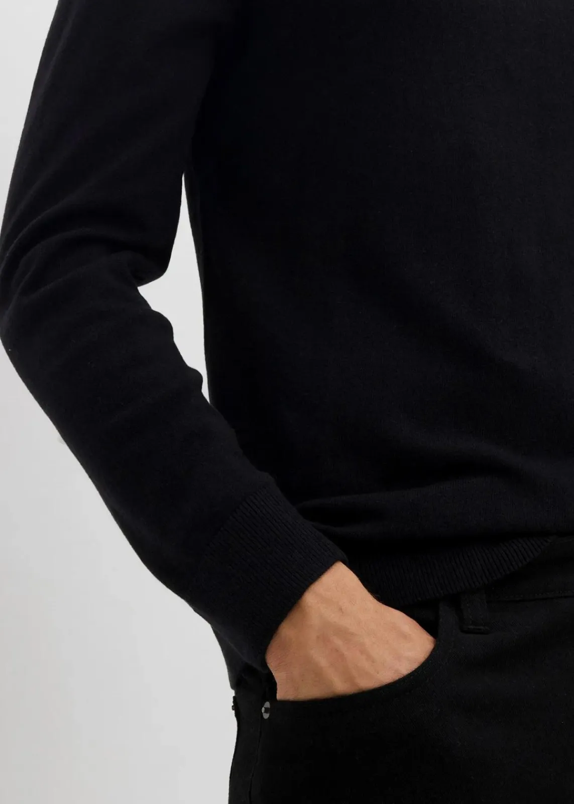 bonprix Pullover & Strickjacken|Basics|Feinstrick-Rollkragenpullover mit edler Merinowolle, Slim Fit schwarz