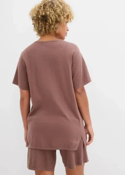 bonprix Shirts & Tops|Strickmode|Feinstrickshirt mit Leinen matt braun