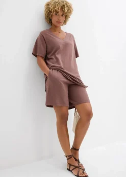 bonprix Shirts & Tops|Strickmode|Feinstrickshirt mit Leinen matt braun