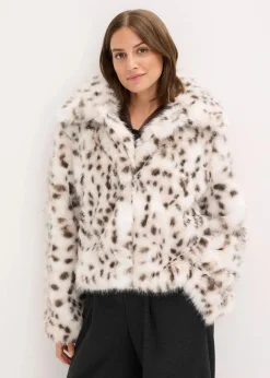bonprix Bekleidung·Hosen|Jacken & Mäntel|Fellimitat-Jacke creme animal