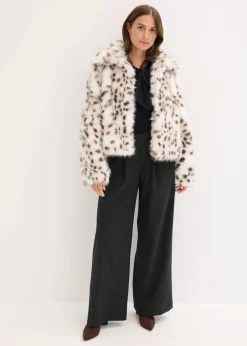 bonprix Bekleidung·Hosen|Jacken & Mäntel|Fellimitat-Jacke creme animal