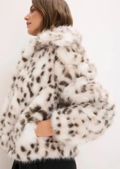 bonprix Bekleidung·Hosen|Jacken & Mäntel|Fellimitat-Jacke creme animal
