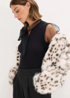 bonprix Bekleidung·Hosen|Jacken & Mäntel|Fellimitat-Jacke creme animal