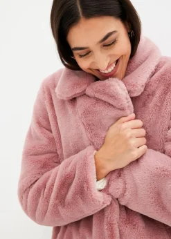 bonprix Bekleidung·Hosen|Jacken & Mäntel|Fellimitat-Mantel aschrosa