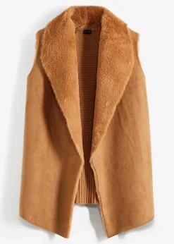 bonprix Bekleidung·Hosen|Jacken & Mäntel|Fellimitat-Weste eiskaffee