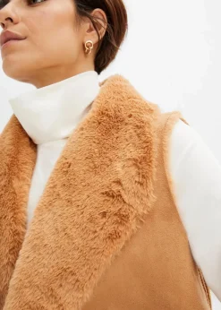 bonprix Bekleidung·Hosen|Jacken & Mäntel|Fellimitat-Weste eiskaffee