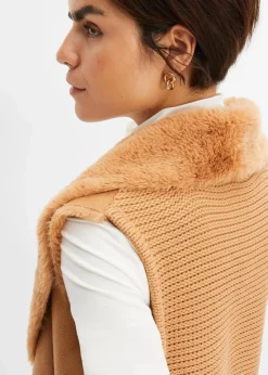 bonprix Bekleidung·Hosen|Jacken & Mäntel|Fellimitat-Weste eiskaffee