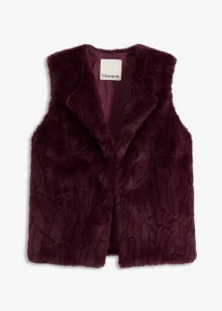 bonprix Jacken & Mäntel|Bekleidung·Hosen|Fellimitat-Weste weinrot
