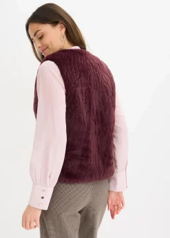 bonprix Jacken & Mäntel|Bekleidung·Hosen|Fellimitat-Weste weinrot