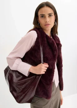bonprix Jacken & Mäntel|Bekleidung·Hosen|Fellimitat-Weste weinrot
