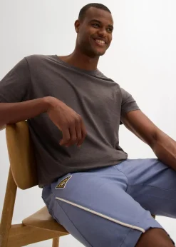 bonprix Hosen|Shorts|Feste Stretch-Schlupfbermuda, Loose Fit mattblau