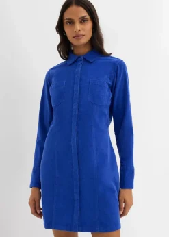 bonprix Bekleidung·Pullover & Strickjacken|Nachhaltigere Materialien|Figurbetontes Cordkleid edelsteinblau