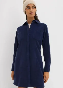 bonprix Kleider|Nachhaltigere Materialien|Figurbetontes Cordkleid dunkelblau