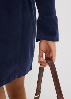 bonprix Kleider|Nachhaltigere Materialien|Figurbetontes Cordkleid dunkelblau