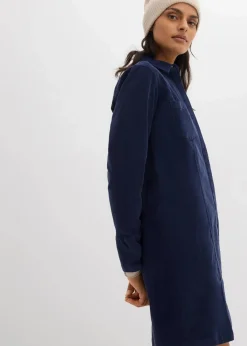 bonprix Kleider|Nachhaltigere Materialien|Figurbetontes Cordkleid dunkelblau