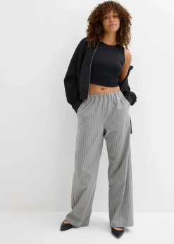 bonprix Nachhaltigere Materialien|Shirts & Tops|Figurbetontes Cropped Top, Doppelpack (2-tlg. Set) weiß+schwarz