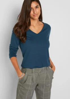 bonprix Shirts & Tops|Basics|Figurbetontes Langarmshirt (2er Pack) dunkelblau+anthrazit meliert