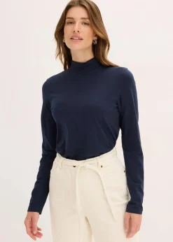 bonprix Shirts & Tops|Basics|Figurbetontes Langarmshirt tintenblau