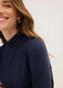 bonprix Shirts & Tops|Basics|Figurbetontes Langarmshirt tintenblau
