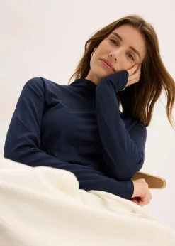 bonprix Shirts & Tops|Basics|Figurbetontes Langarmshirt tintenblau