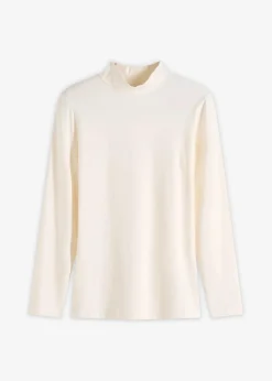 bonprix Bekleidung·Röcke|Nachhaltigere Materialien|Figurbetontes Langarmshirt perlweiß