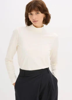 bonprix Bekleidung·Röcke|Nachhaltigere Materialien|Figurbetontes Langarmshirt perlweiß
