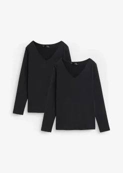 Figurbetontes Langarmshirt (2er Pack)|bonprix Discount