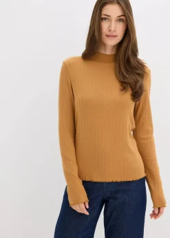 bonprix Shirts & Tops|Figurbetontes Rippshirt haselnuss