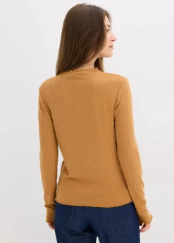 bonprix Shirts & Tops|Figurbetontes Rippshirt haselnuss