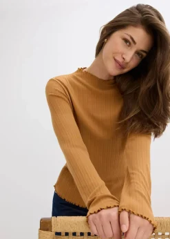 bonprix Shirts & Tops|Figurbetontes Rippshirt haselnuss