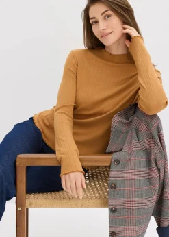 bonprix Shirts & Tops|Figurbetontes Rippshirt haselnuss