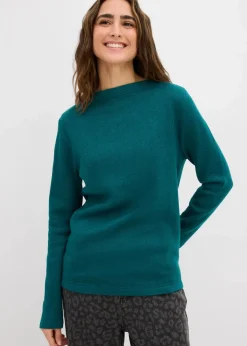 bonprix Strickmode|Nachhaltigere Materialien|Figurbetontes Strickshirt petrol