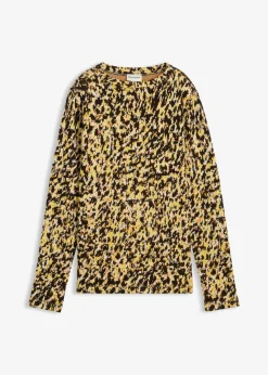 bonprix Strickmode|Nachhaltigere Materialien|Figurbetontes Strickshirt schwarz leo