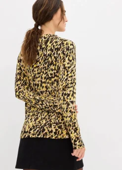 bonprix Strickmode|Nachhaltigere Materialien|Figurbetontes Strickshirt schwarz leo