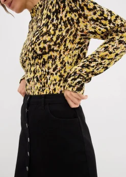 bonprix Strickmode|Nachhaltigere Materialien|Figurbetontes Strickshirt schwarz leo