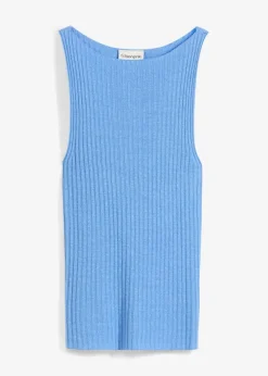 bonprix Strickmode|Shirts & Tops|Figurbetontes Stricktop aus Viskose-Mix mittelblau