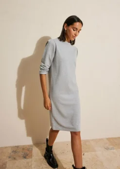 bonprix Bekleidung·Blusen & Tuniken|Sweat|Figurumspielendes Sweatkleid hellgrau meliert