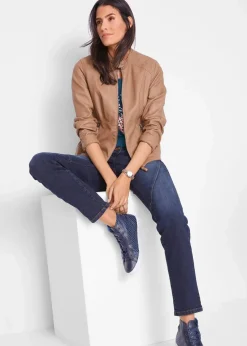 bonprix Shirts & Tops|Nachhaltigere Materialien|Flammgarn-Shirt aus Bio-Baumwolle, kurzarm dunkelblau bedruckt